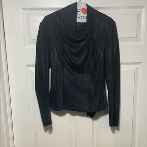 Blanc Noir Black Drape Neck Top